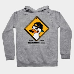 Caution! Ducking around in this area Hoodie